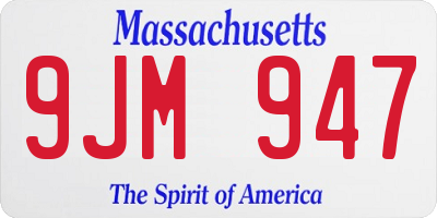 MA license plate 9JM947