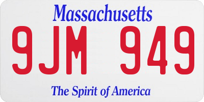 MA license plate 9JM949