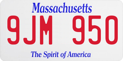 MA license plate 9JM950