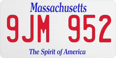 MA license plate 9JM952