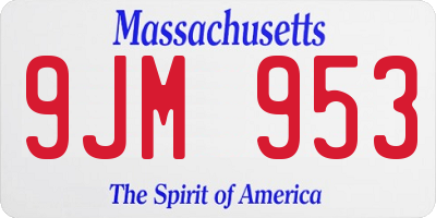 MA license plate 9JM953