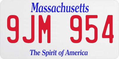 MA license plate 9JM954