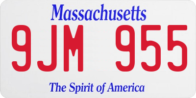MA license plate 9JM955