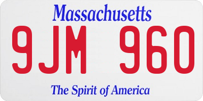 MA license plate 9JM960
