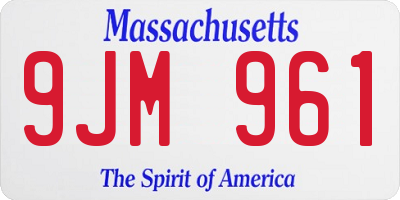 MA license plate 9JM961