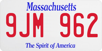 MA license plate 9JM962