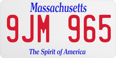 MA license plate 9JM965