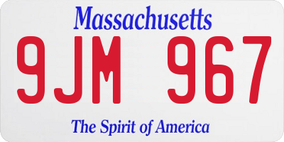 MA license plate 9JM967
