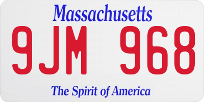 MA license plate 9JM968