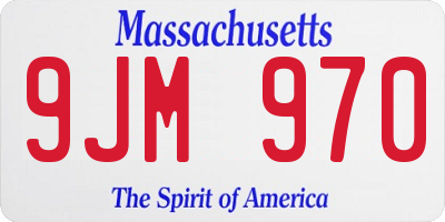 MA license plate 9JM970