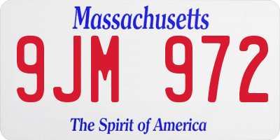 MA license plate 9JM972