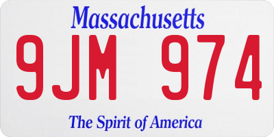 MA license plate 9JM974