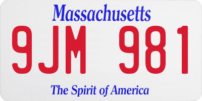 MA license plate 9JM981