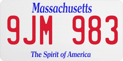 MA license plate 9JM983