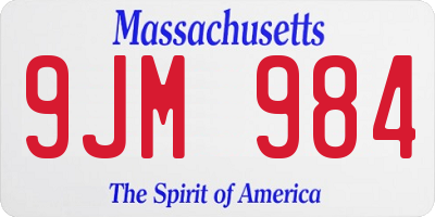 MA license plate 9JM984