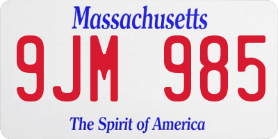 MA license plate 9JM985