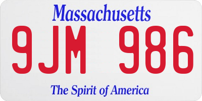 MA license plate 9JM986