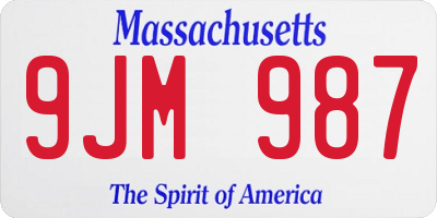 MA license plate 9JM987