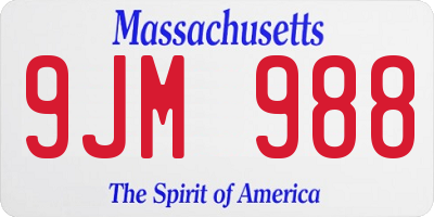 MA license plate 9JM988