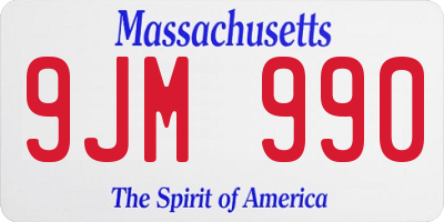 MA license plate 9JM990