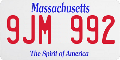MA license plate 9JM992