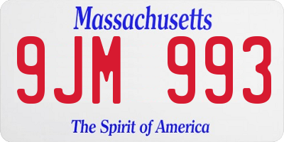 MA license plate 9JM993