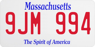 MA license plate 9JM994