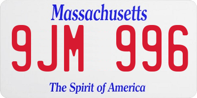 MA license plate 9JM996
