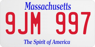 MA license plate 9JM997