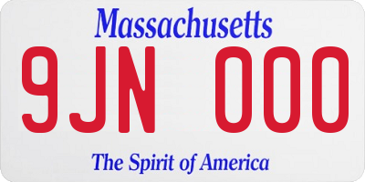 MA license plate 9JN000