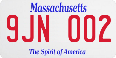 MA license plate 9JN002