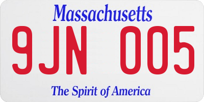 MA license plate 9JN005