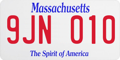 MA license plate 9JN010
