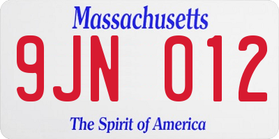 MA license plate 9JN012