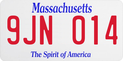MA license plate 9JN014
