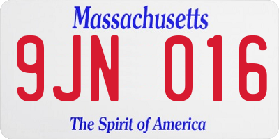 MA license plate 9JN016