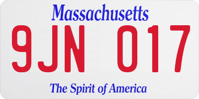 MA license plate 9JN017