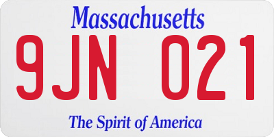 MA license plate 9JN021