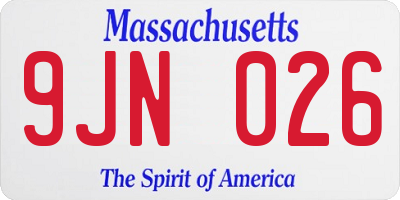 MA license plate 9JN026