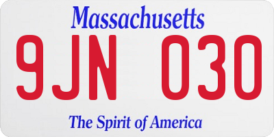 MA license plate 9JN030