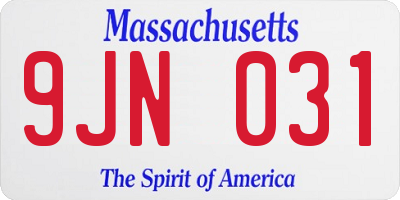 MA license plate 9JN031