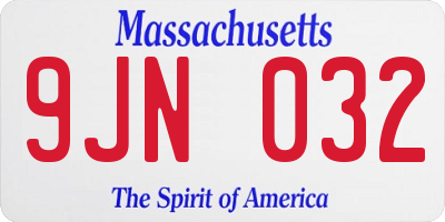 MA license plate 9JN032