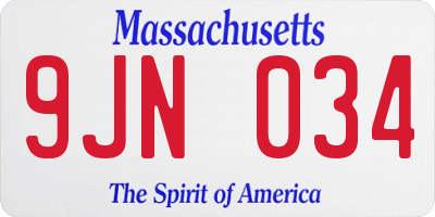MA license plate 9JN034
