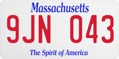 MA license plate 9JN043