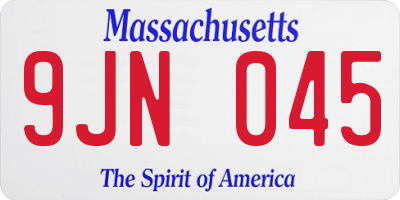 MA license plate 9JN045