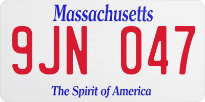 MA license plate 9JN047