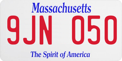 MA license plate 9JN050