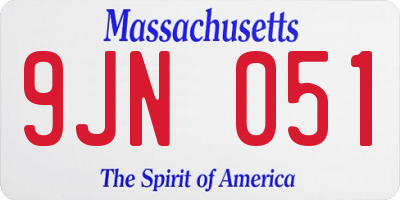 MA license plate 9JN051