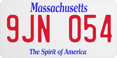 MA license plate 9JN054