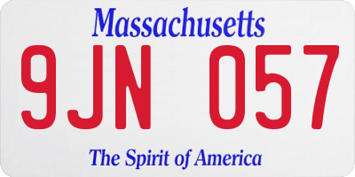 MA license plate 9JN057